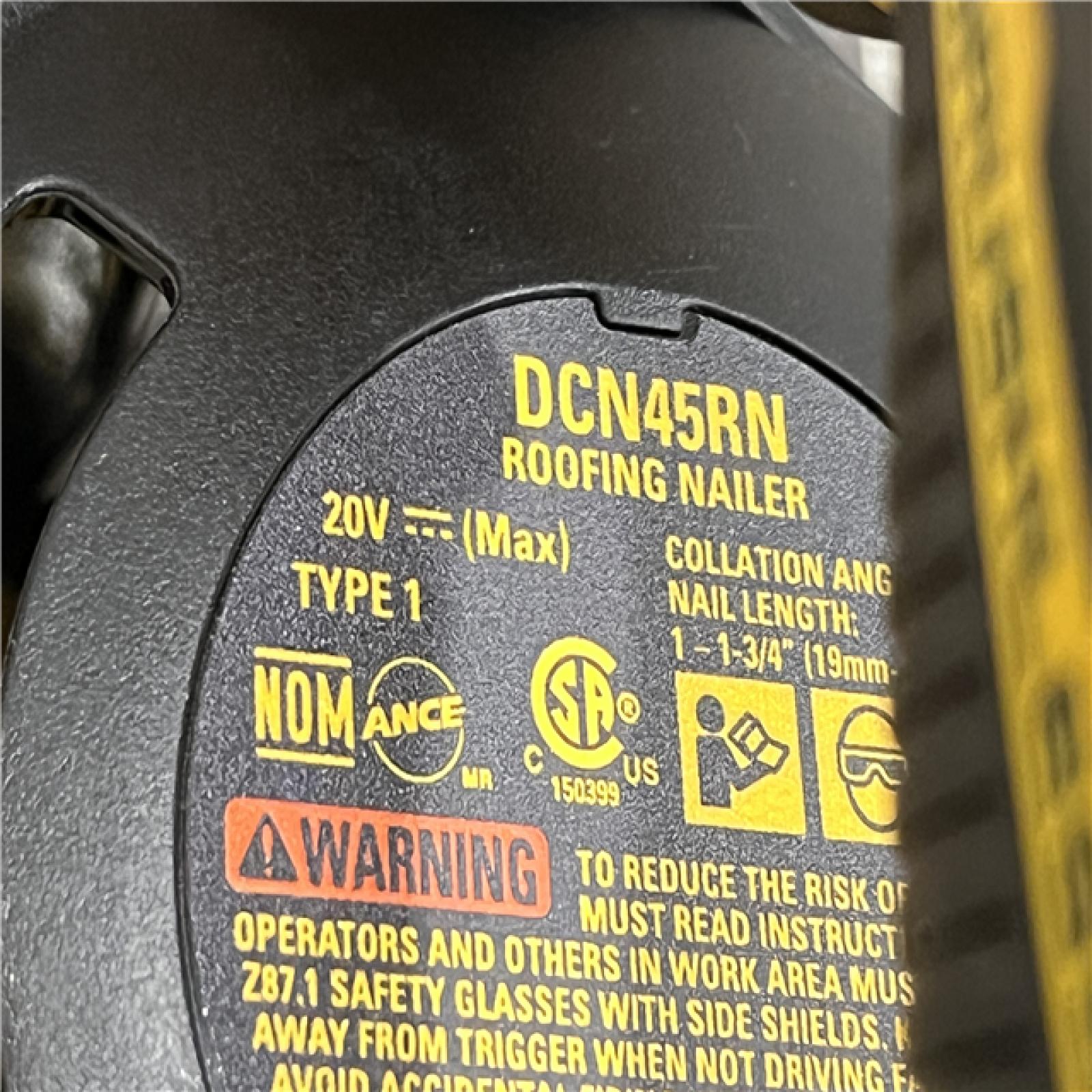 AS-IS DEWALT 20V MAX Lithium-Ion 15-Degree Electric Cordless Roofing Nailer Kit
