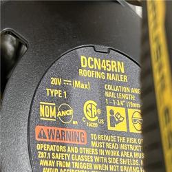 AS-IS DEWALT 20V MAX Lithium-Ion 15-Degree Electric Cordless Roofing Nailer Kit