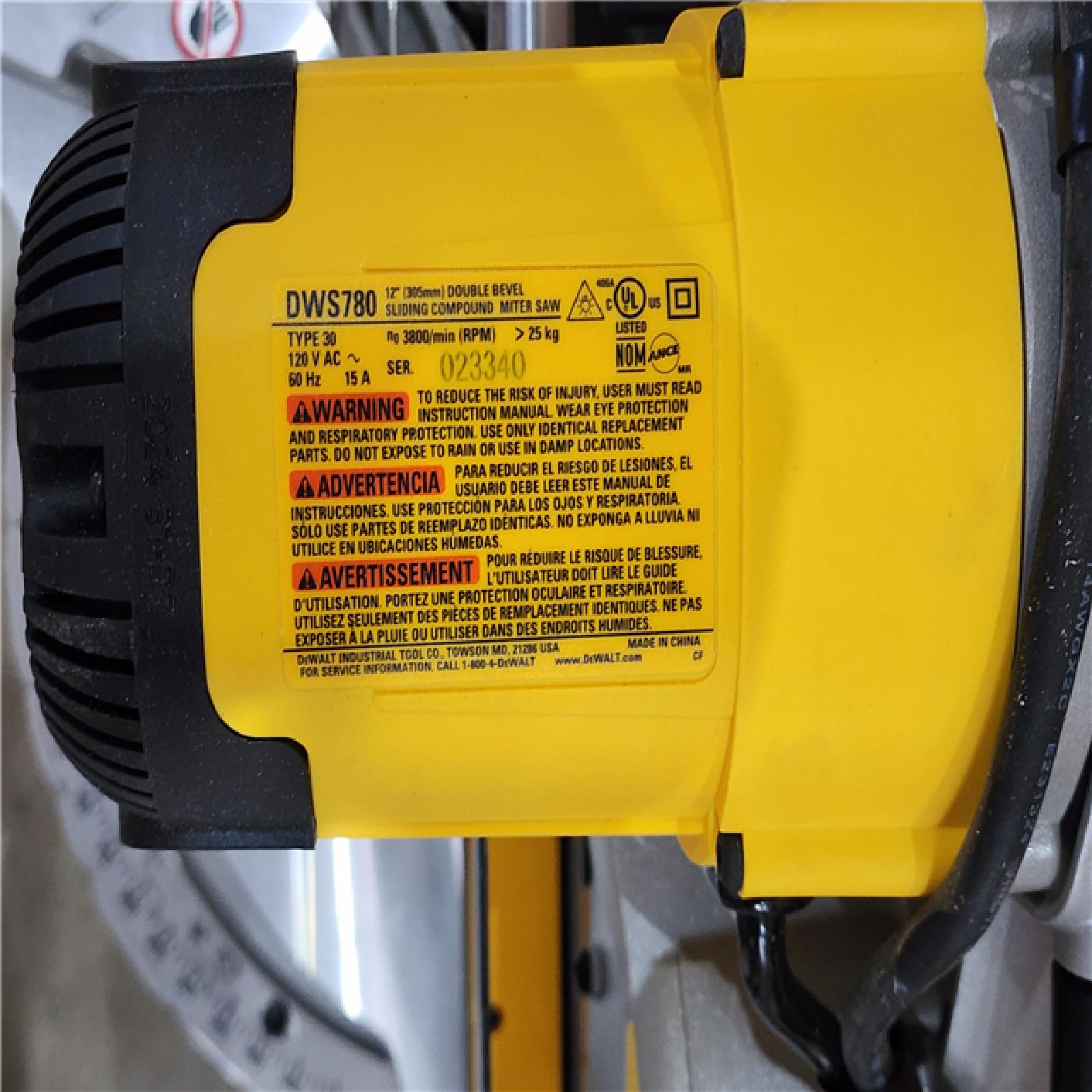 HOUSTON LOCATION - AS-IS DEWALT 15 Amp Corded 12 in. Double Bevel Sliding Compound Miter Saw with XPS Technology  Blade Wrench and Material Clamp