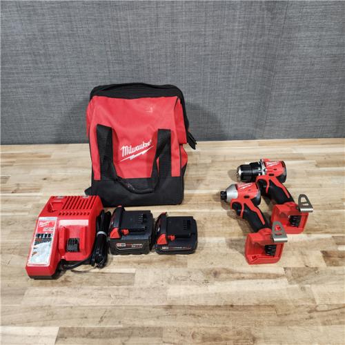 HOUSTON LOCATION - AS-IS M18 18-Volt Lithium-Ion Brushless Cordless Compact Hammer Drill/Impact Combo Kit (2-Tool) with (2) Batteries  Bag