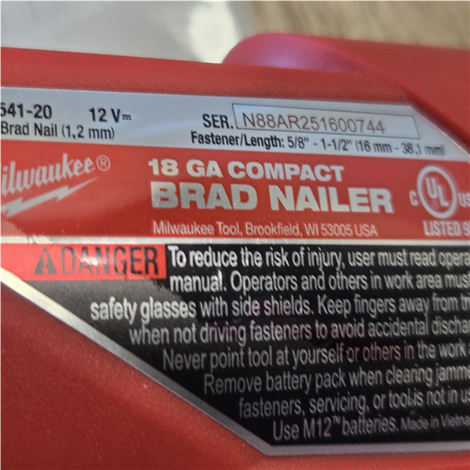 AS-IS Milwaukee FUEL 12-Volt Lithium-Ion Brushless Cordless 18-Gauge 1-1/2 in. Compact Brad Nailer (Tool Only)