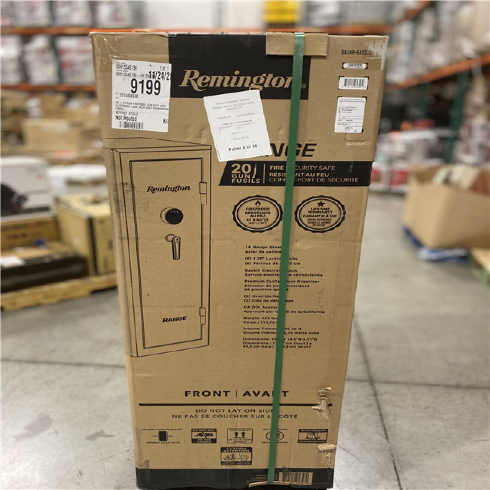 DALLAS LOCATION - Remington 20 + 2-Gun Fireproof Gun Safe with Electronic Lock  Rich Gray Hammertone Finish