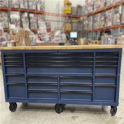 DALLAS LOCATION - Husky Tool Storage Heavy Duty 84 in. W x 24 in. D Matte Blue Mobile Workbench Cabinet