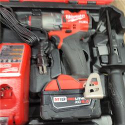 AS-IS Milwaukee 2904-22 Hammer Drill Driver Kit with Batteries  Charger & Tool Case  Red