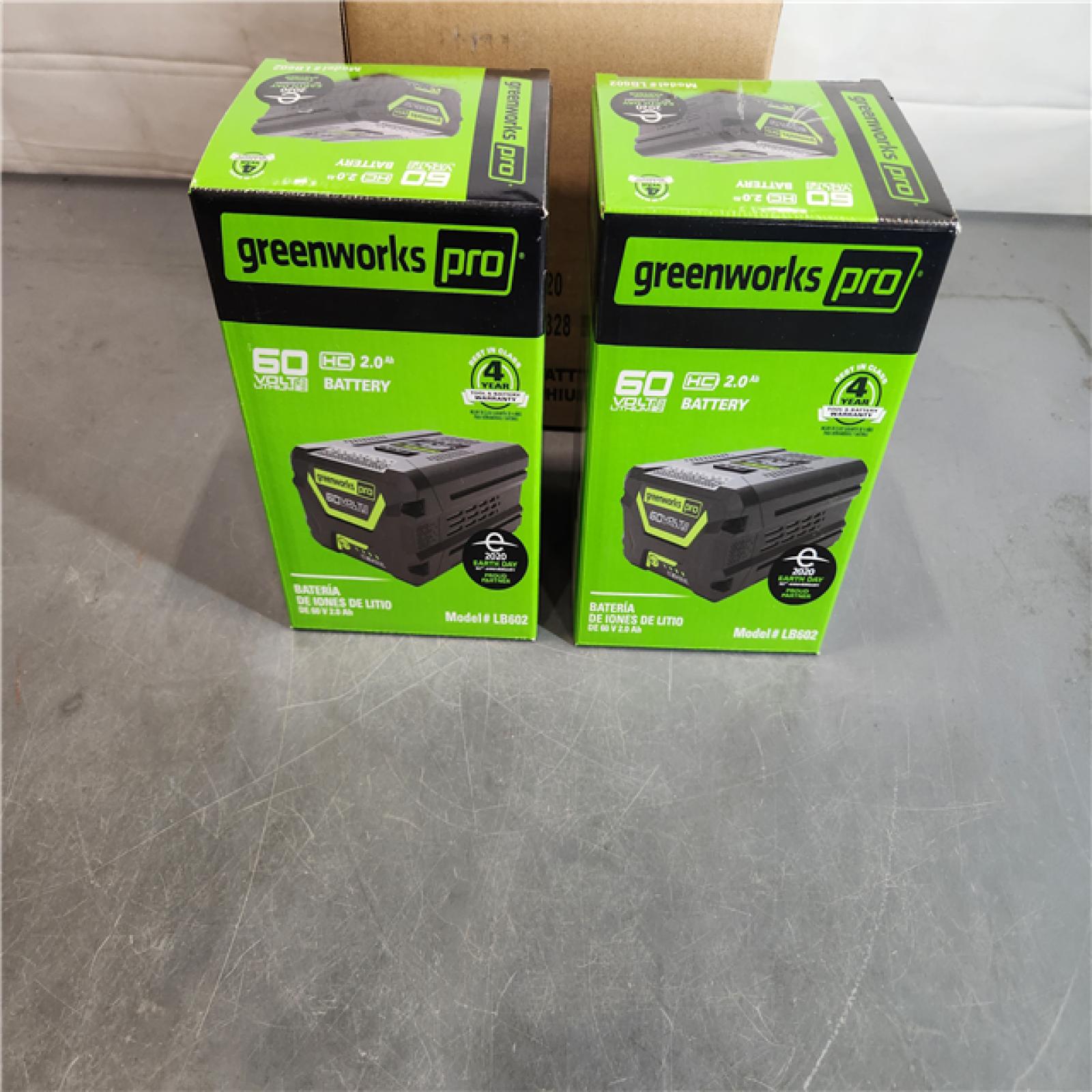 New Greenworks Pro 60V HC 2.0 Ah Lithium-Ion Battery - 2 pack