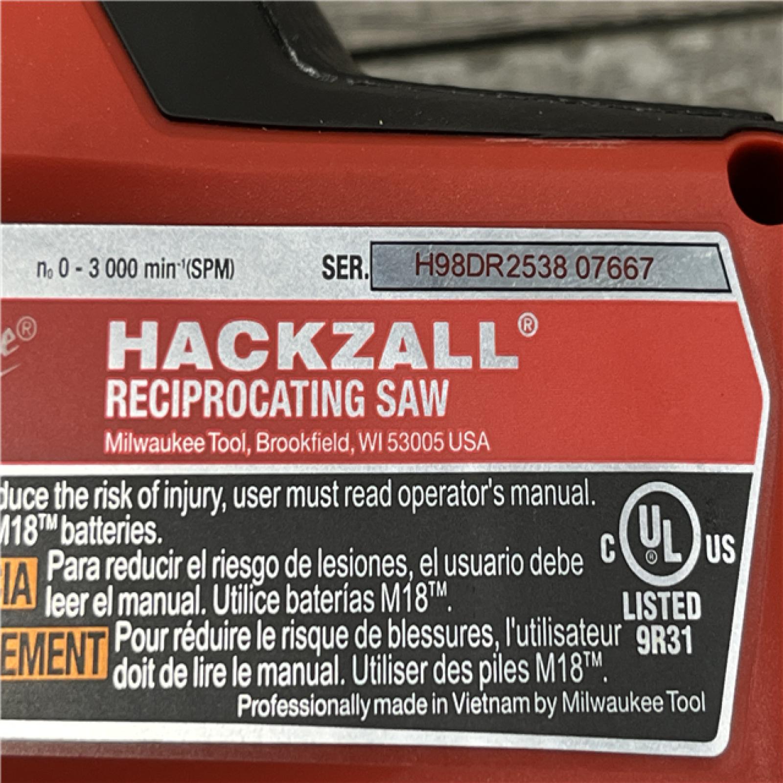 AS-IS Milwaukee FUEL 18V Lithium-Ion Brushless Cordless HACKZALL Reciprocating Saw (Tool-Only)