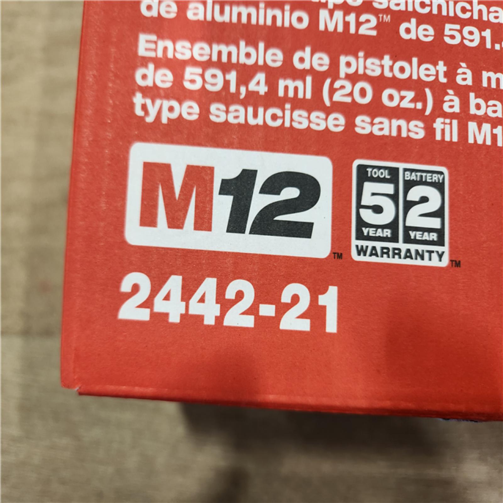 NEW- Milwaukee 12V Lithium-ion Cordless 20 oz. Aluminum Barrel Adhesive and Caulk Gun Kit