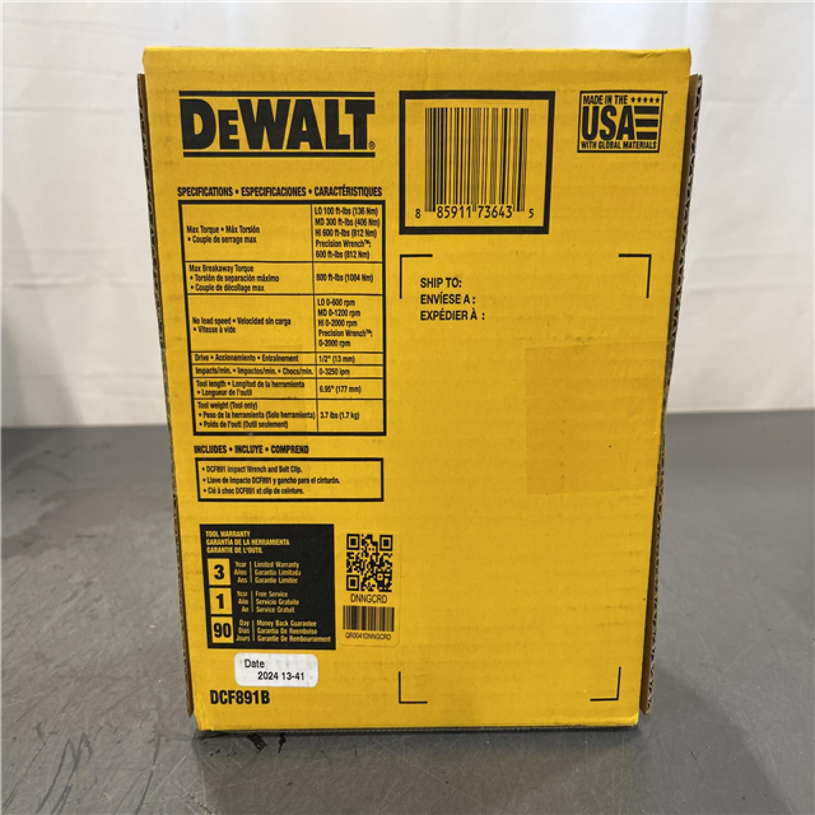 New! - DeWalt 20V MAX XR Cordless 1/2 in. Impact Wrench