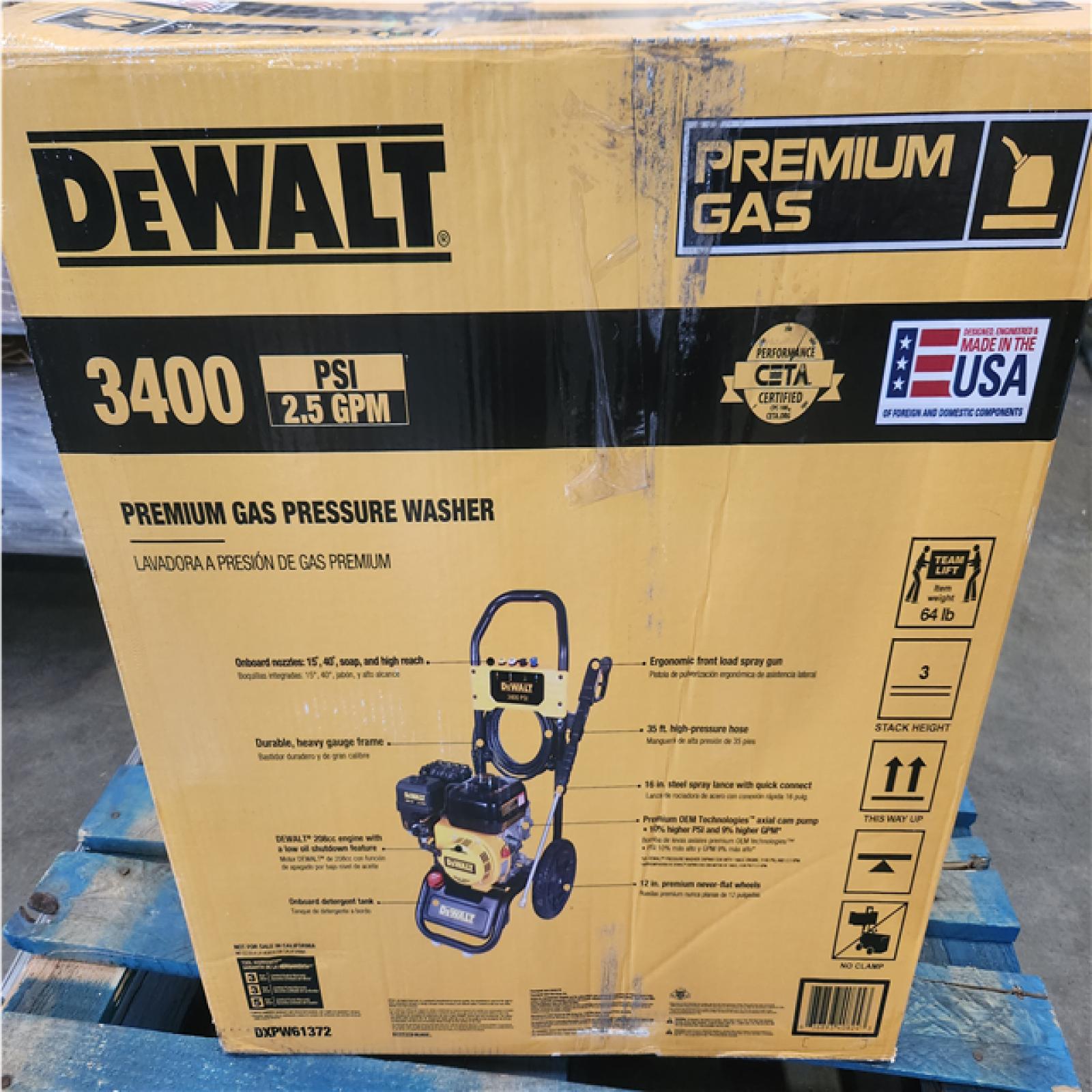 Phoenix LIKE NEW DEWALT 3400 PSI 2.5 GPM Gas Pressure Washer with Maintenance-Free Pump  Heavy-Duty Commercial Cold Water Power Washer