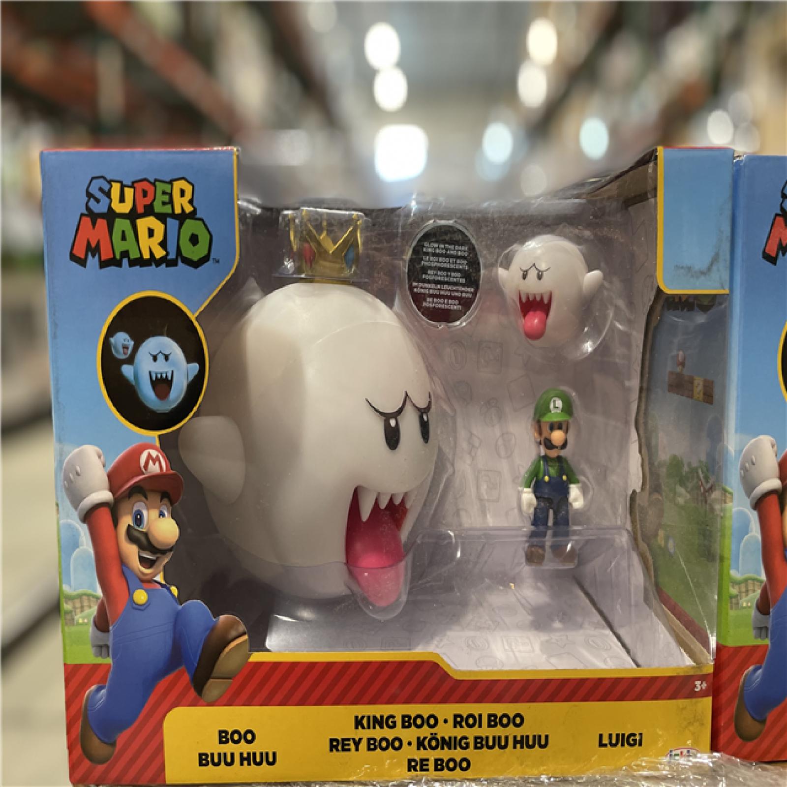 DALLAS LOCATION - Super Mario Boo  King Boo & Luigi Exclusive Figure 3-Pack [Glow-in-the-Dark] PALLET -(54 UNITS)