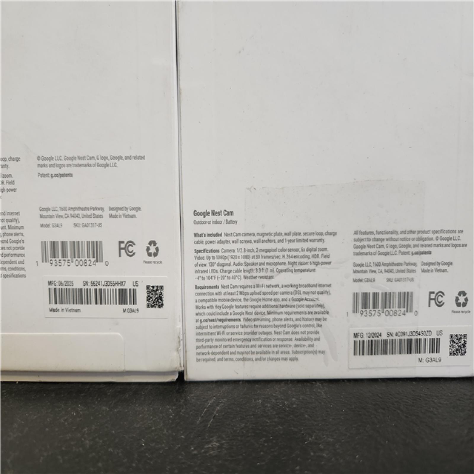 Phoenix AS-IS Google Nest Indoor/Outdoor Wireless Smart Security Camera (Battery) 2-Pack