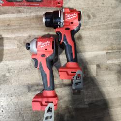 HOUSTON LOCATION - AS-IS Milwaukee M18 18V Lithium-Ion Brushless Cordless Compact Drill/Impact Combo Kit (2-Tool) W/(2) 2.0 Ah Batteries  Charger & Bag