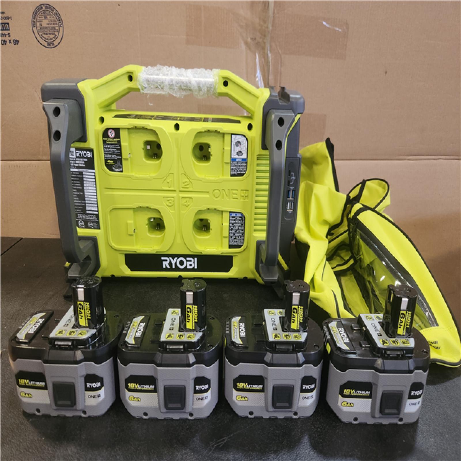 Phoenix NEW RYOBI 18V ONE+ 1800-Watt Portable Battery Inverter Power Station/8-Port Charger with (4) 6.0Ah Batteries