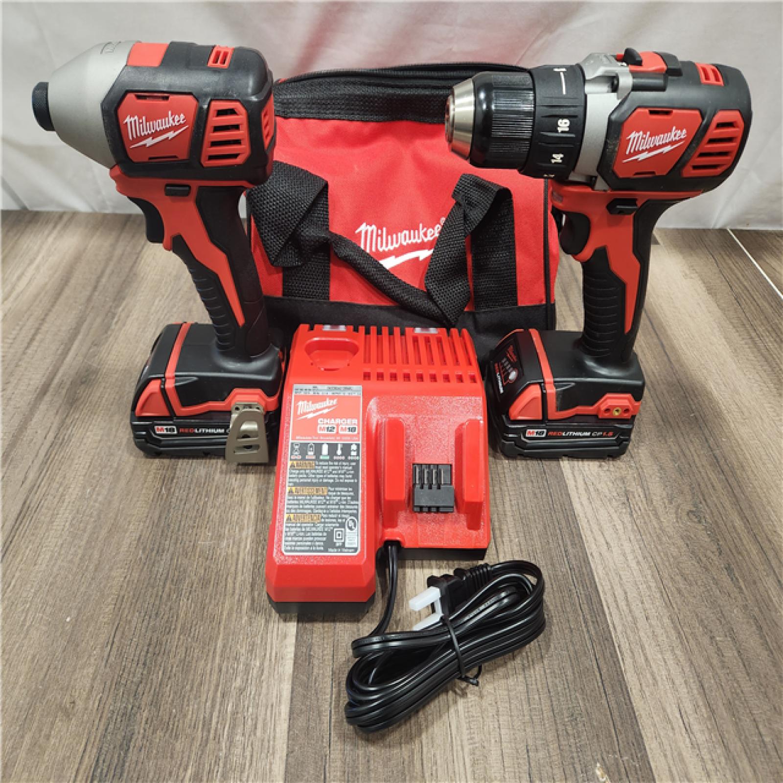 AS-IS- Milwaukee 18V Cordless Brushed 2-Tool Drill/Driver and Impact Driver Kit