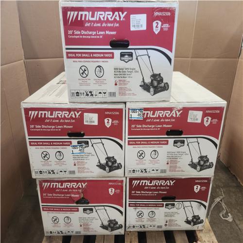 Phoenix NEW Pallet of Murray 20 in. 125 cc Briggs & Stratton Walk Behind Gas Push Lawn Mower with 4 Wheel Height Adjustment and Prime 'N Pull Start 5 total