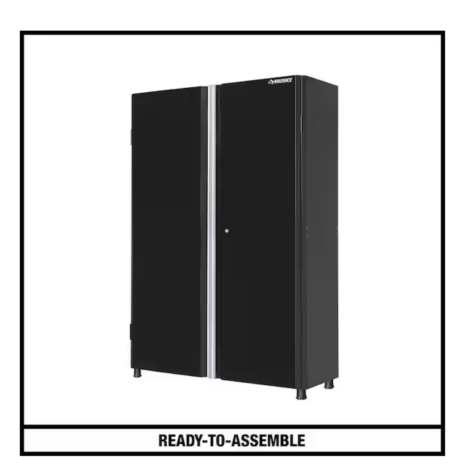 Husky Ready-to-Assemble 24-Gauge Steel Freestanding Garage Cabinet in Black (48 in. W x 72 in. H x 18.3 in. D)