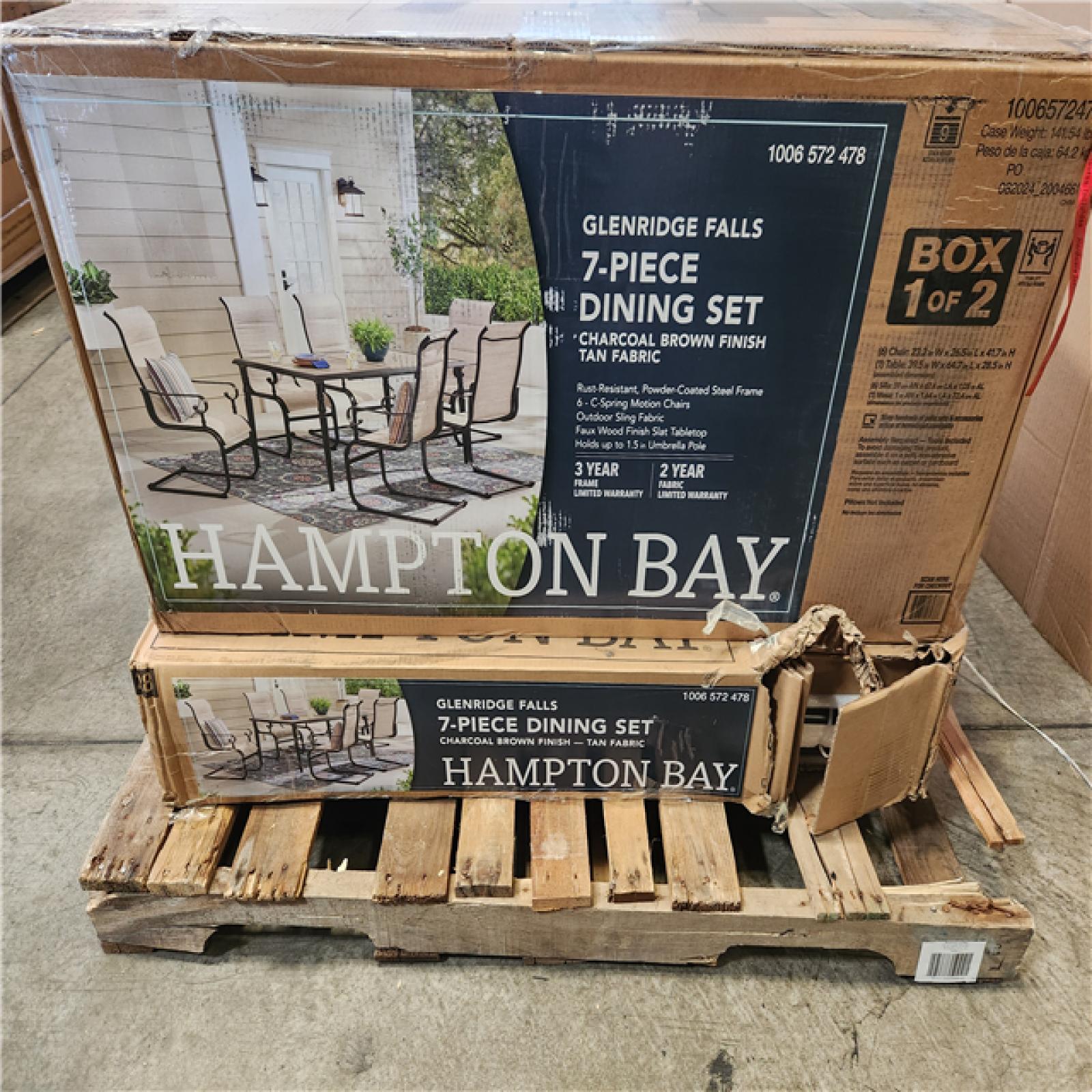 Phoenix LIKE NEW Hampton Bay Glenridge Falls 7-Piece Metal Padded Sling Rectangular Outdoor Dining Set in Putty Beige