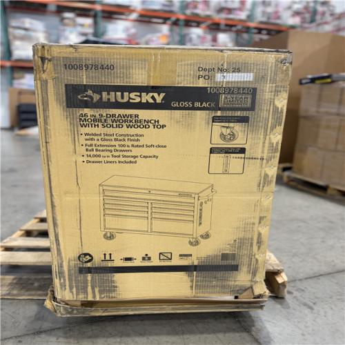 DALLAS LOCATION - AS-IS HUSKY 46IN 9 DRAWER WORKBENCH GLOSS BLACK