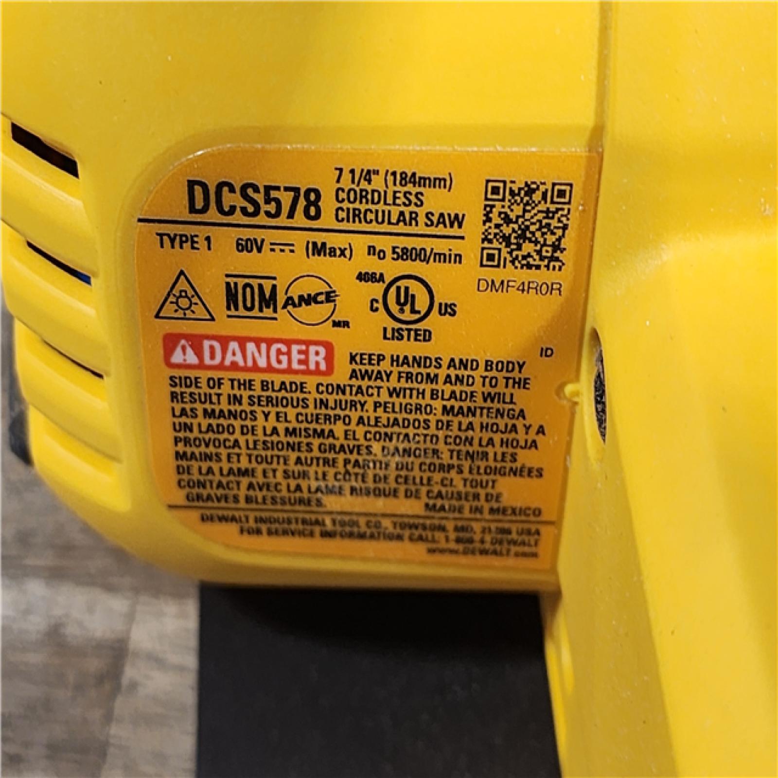 HOUSTON LOCATION - AS-IS DeWALT Flexvolt Max 7-1/4  60V Brushless Circular Saw DCS578B (Bare Tool)