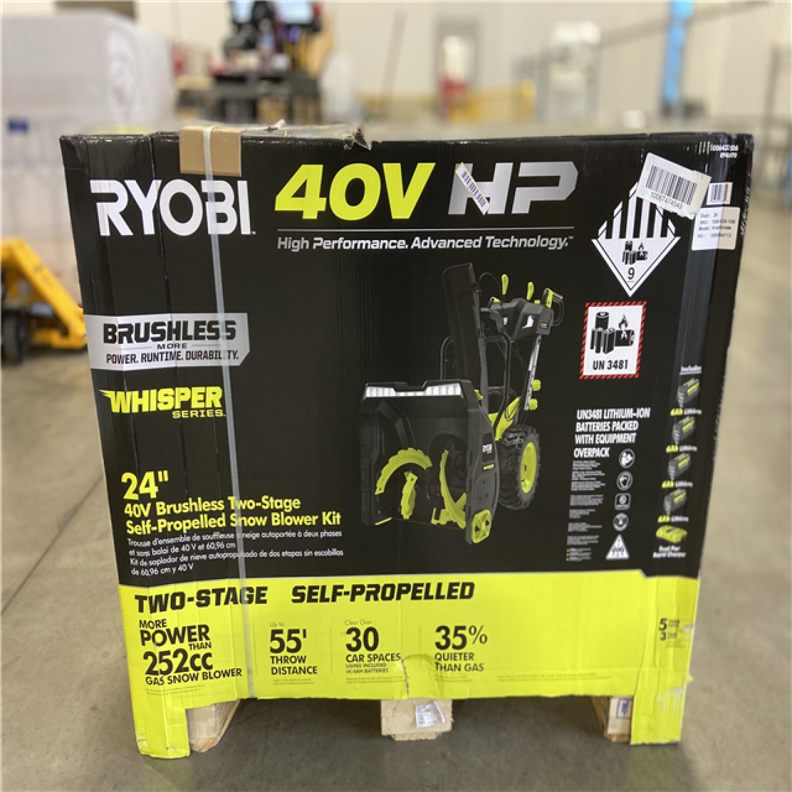 DALLAS LOCATION - RYOBI 40V HP Brushless Whisper Series 24 2-Stage Cordless Electric Self-Propelled Snow Blower