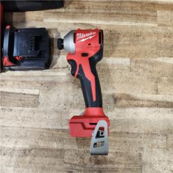 HOUSTON LOCATION - AS - IS Milwaukee 18-Volt Lithium-Ion Compact Brushless Cordless 1/4 in. Impact Driver Kit