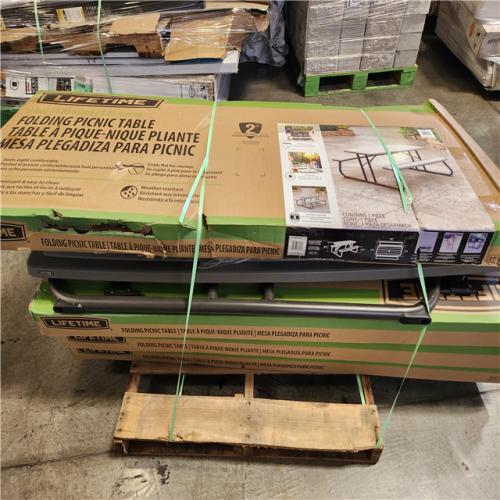 Phoenix Location Lifetime 58 in. Bronze Sand Rectangle Steel Frame Picnic Table in Storm Dust Rough Cut Color, Folding Pallet (5-Total)