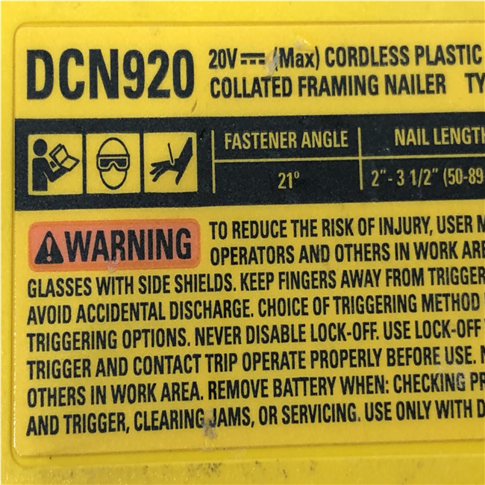 AS-IS DEWALT 20-Volt 21° Cordless Framing Nailer (Tool-Only)