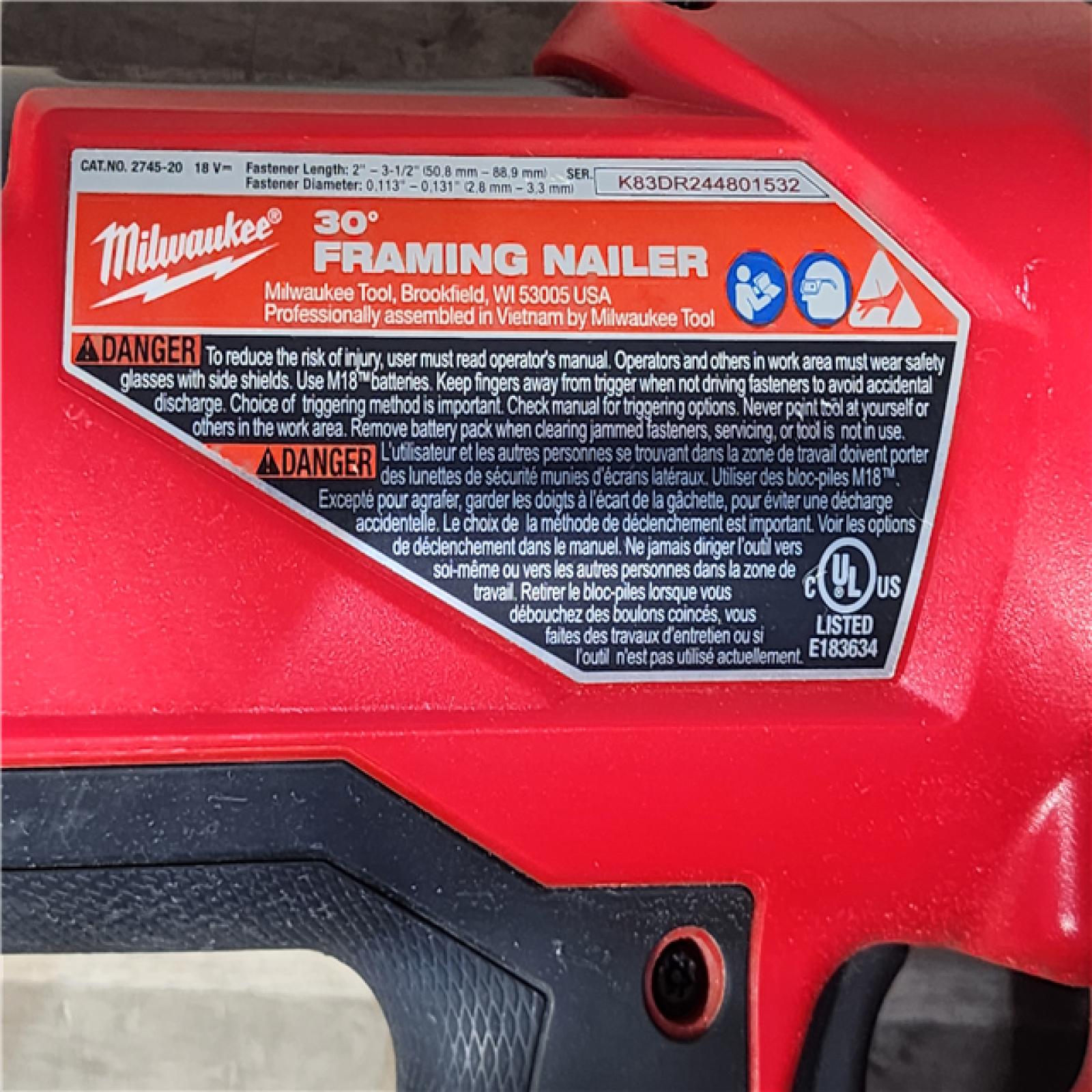 HOUSTON LOCATION - AS-IS M18 FUEL 3-1/2 in. 18-Volt 30-Degree Lithium-Ion Brushless Cordless Framing Nailer (Tool-Only)