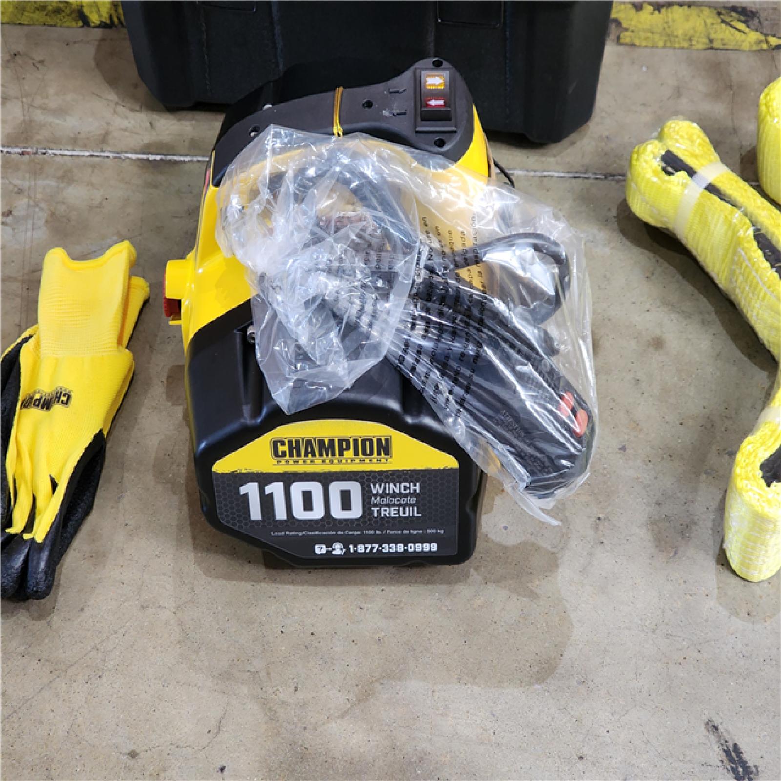 HOUSTON LOCATION - AS-IS Champion Power Equipment 1100 Lb. Portable 120-Volt Electric Winch Kit  Pulling and Lifting Capability