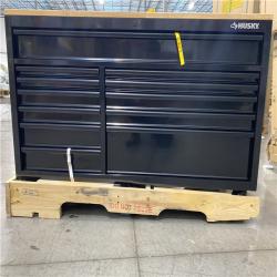DALLAS LOCATION- Husky 62 in. W x 36 in. D Standard Duty 12-Drawer Mobile Workbench Tool Chest with Full Length Extension Table in All Black