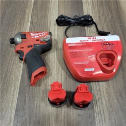 AS-IS Milwaukee M12 FUEL SURGE 12V Lithium-Ion Brushless Cordless 1/4 in. Hex Impact Driver Compact Kit W/Two 2.0Ah Batteries, Bag