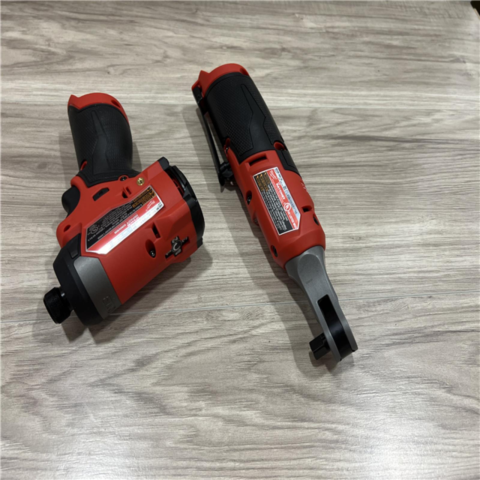 AS-IS Milwaukee FUEL 12V Lithium-Ion Cordless 3/8 in. Ratchet and 1/4 in. Impact Driver Kit