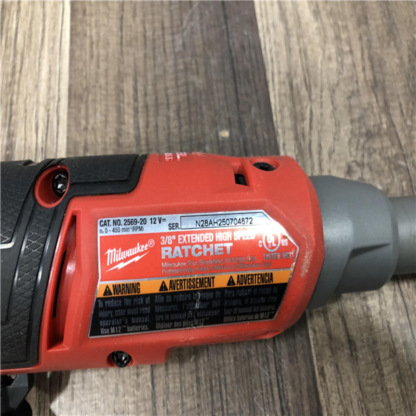 AS-IS Milwaukee  FUEL 12V Lithium-Ion Brushless Cordless 3/8 in. Extended Reach High Speed Ratchet (Tool Only)
