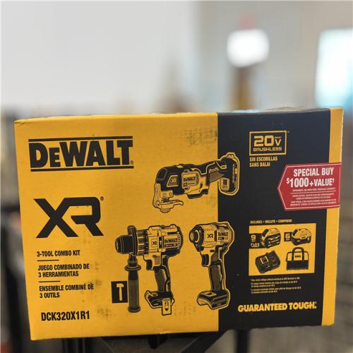 NEW! - DEWALT 20V Lithium-Ion Cordless 3-Tool Combo Kit with FLEXVOLT 9 Ah and 20V 6 Ah Batteries and Charger