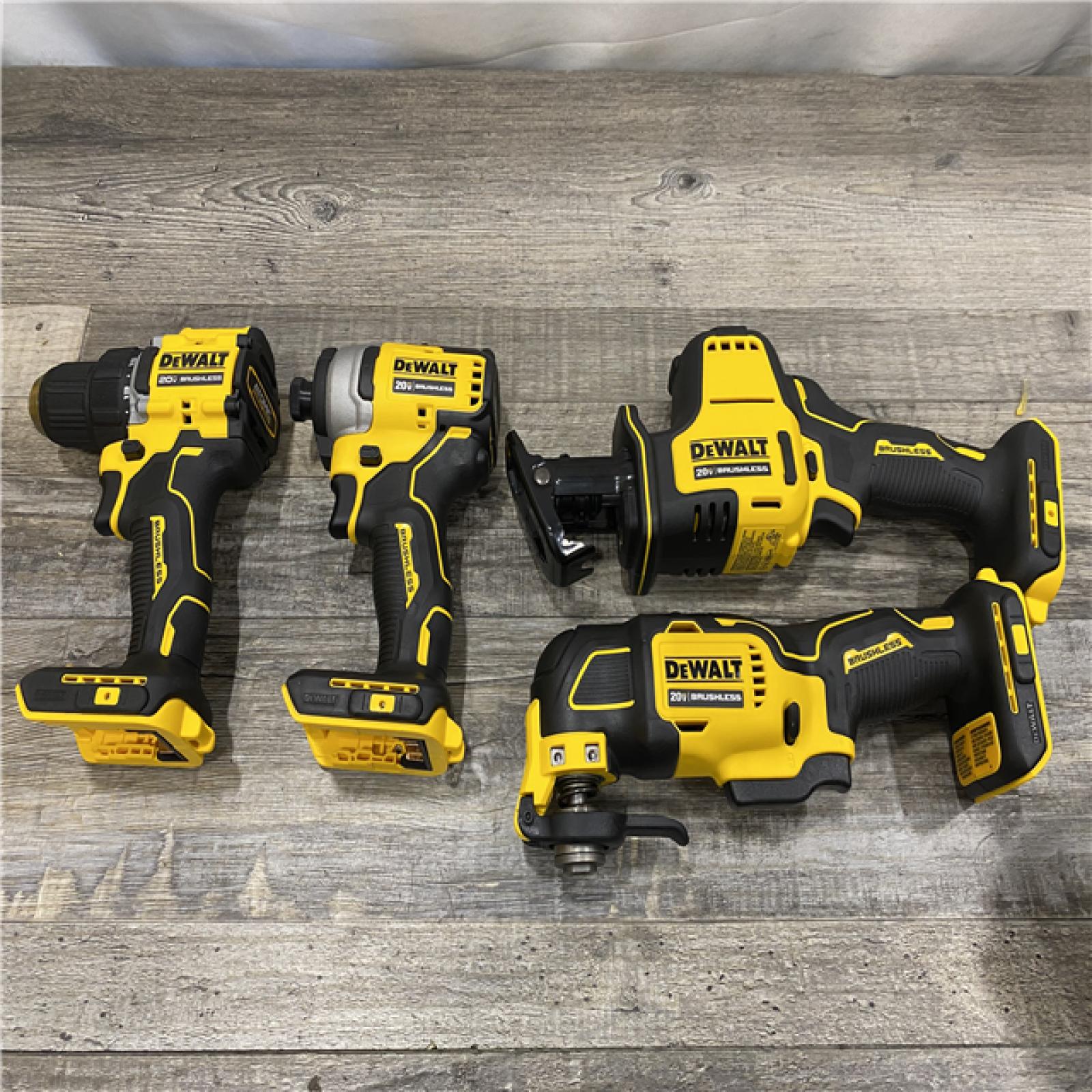 AS-IS DEWALT ATOMIC 20-Volt Lithium-Ion Cordless Brushless (4-Tool) Combo Kit