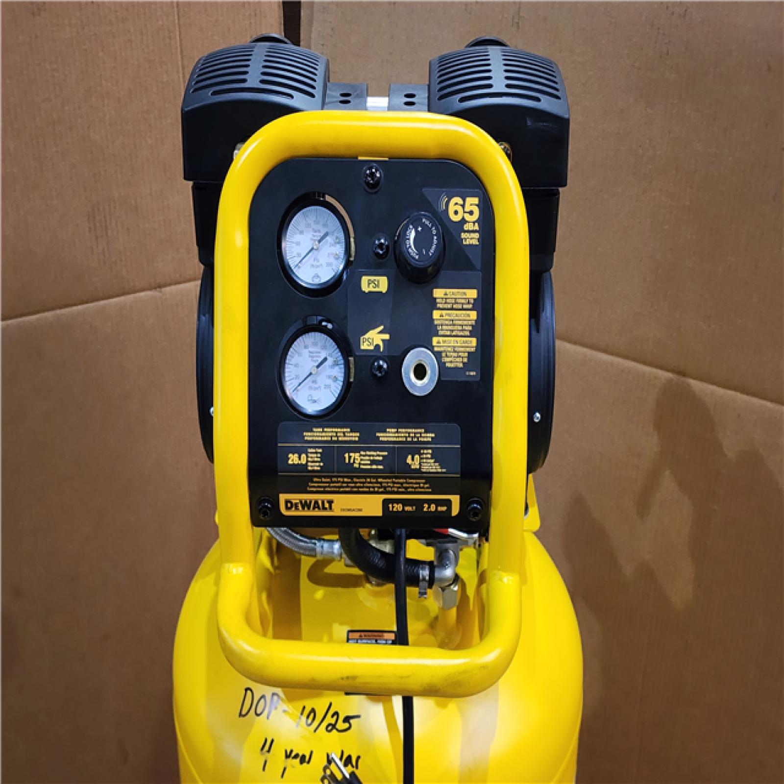 HOUSTON LOCATION - AS-IS DEWALT 26 Gal. 175 PSI Ultra Quiet Portable Electric Air Compressor