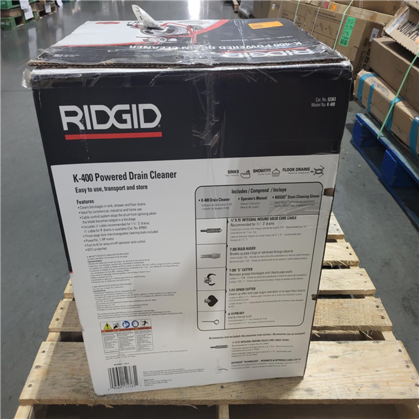 CALIFORNIA AS-IS RIDGID K400 POWERED DRAIN CLEANER