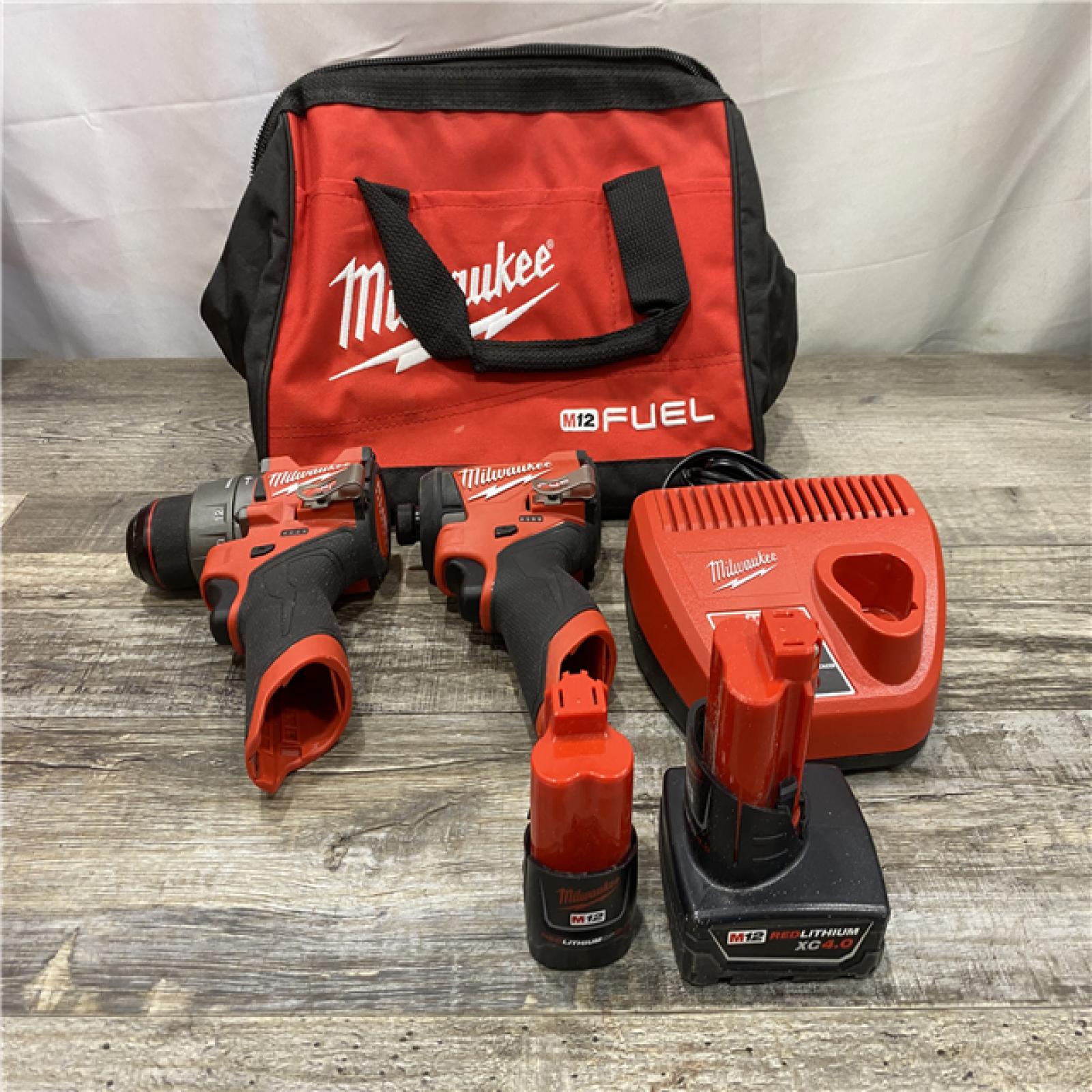 AS-IS Milwaukee FUEL 12-Volt Lithium-Ion Brushless Cordless Hammer Drill and Impact Driver Combo Kit