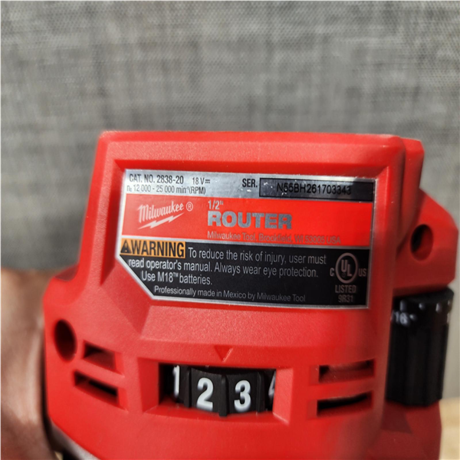 Houston Location AS-IS Milwaukee FUEL 18V Lithium-Ion Cordless Brushless 1/2 in. Router (Tool-Only)