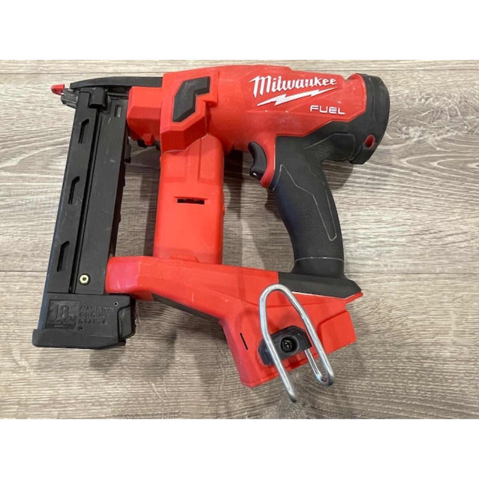 AS-IS Milwaukee FUEL 18-Volt Lithium-Ion Brushless Cordless 18-Gauge 1/4 in. Narrow Crown Stapler (Tool-Only)