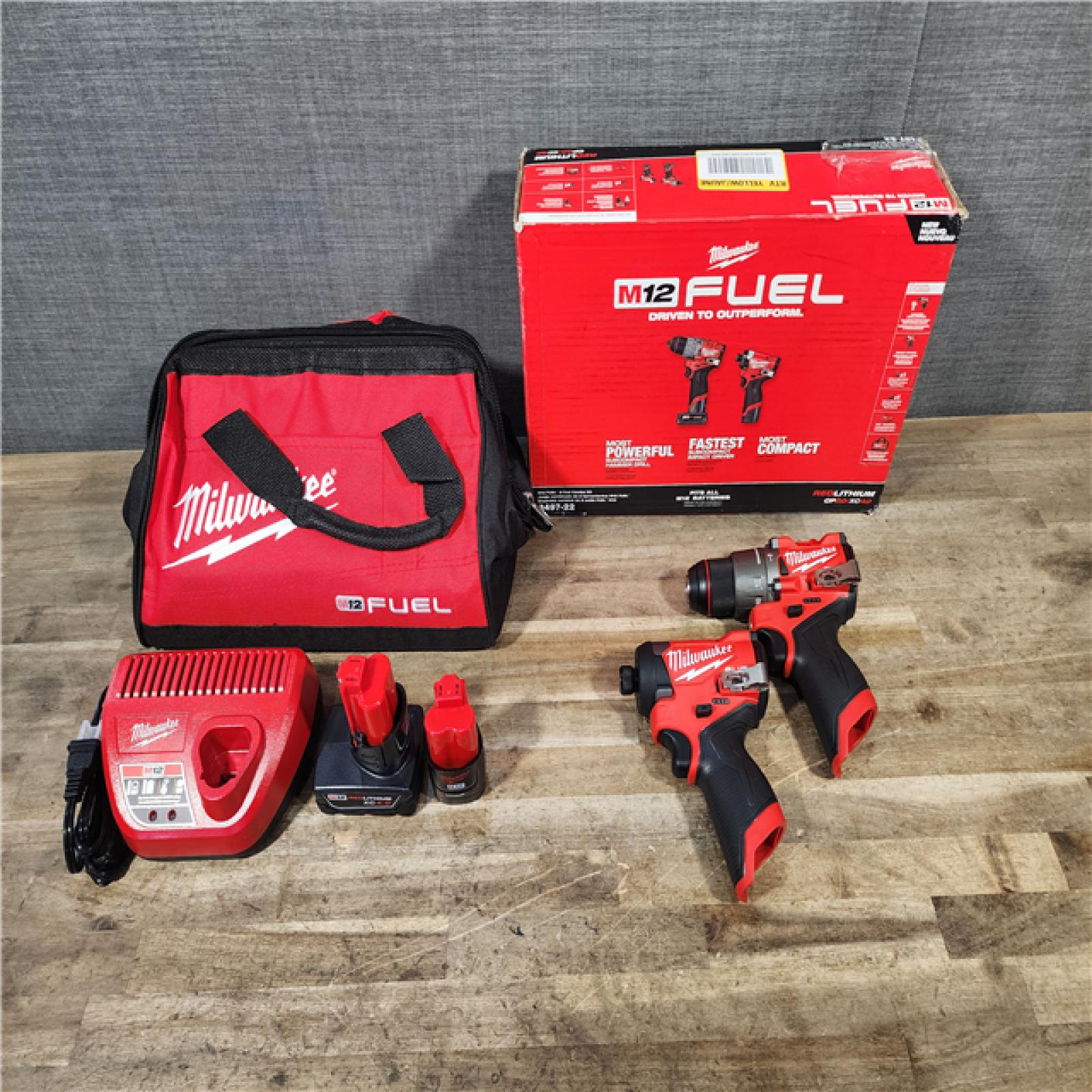 HOUSTON LOCATION - AS-IS (APPEARS LIKE NEW) Milwaukee 3497-22 12V Brushless Hammer Drill and Impact Driver Combo Kit