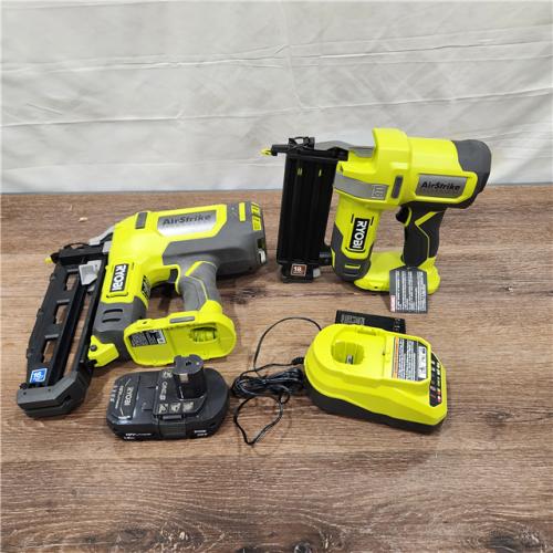 AS-IS RYOBI ONE+ 18V Cordless 18-Gauge AirStrike Brad Nailer Kit with 16-Gauge AirStrike Finish Nailer, 1.5 Ah Battery, and Charger
