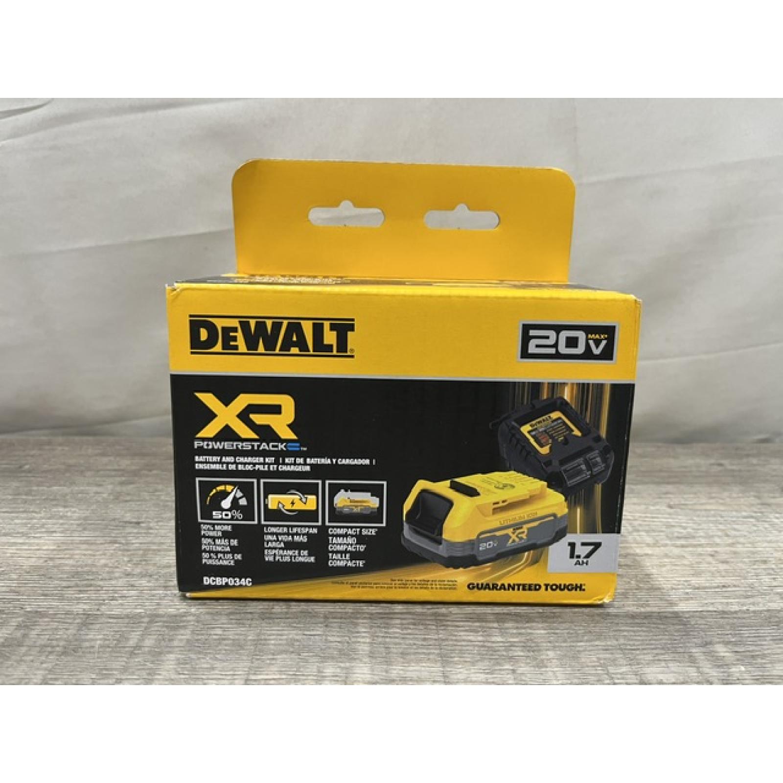 NEW - DEWALT 20V MAX XR POWERSTACK Lithium-Ion Battery Starter Kit with 1.7Ah Battery and Charger