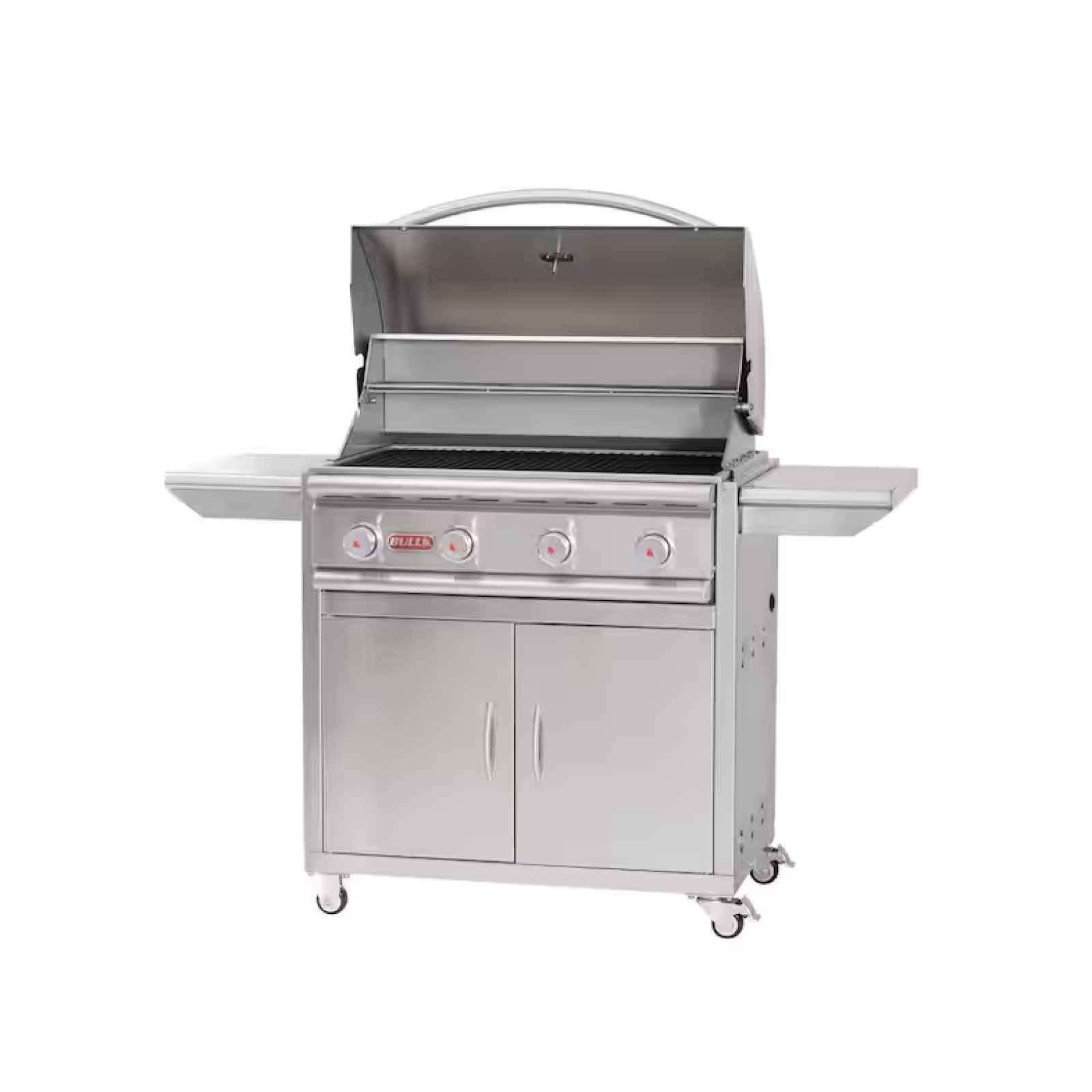 DALLAS LOCATION- NEW! BULL Stallion 4-Burner Cart Propane Grill in Stainless Steel