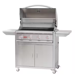 DALLAS LOCATION- NEW! BULL Stallion 4-Burner Cart Propane Grill in Stainless Steel