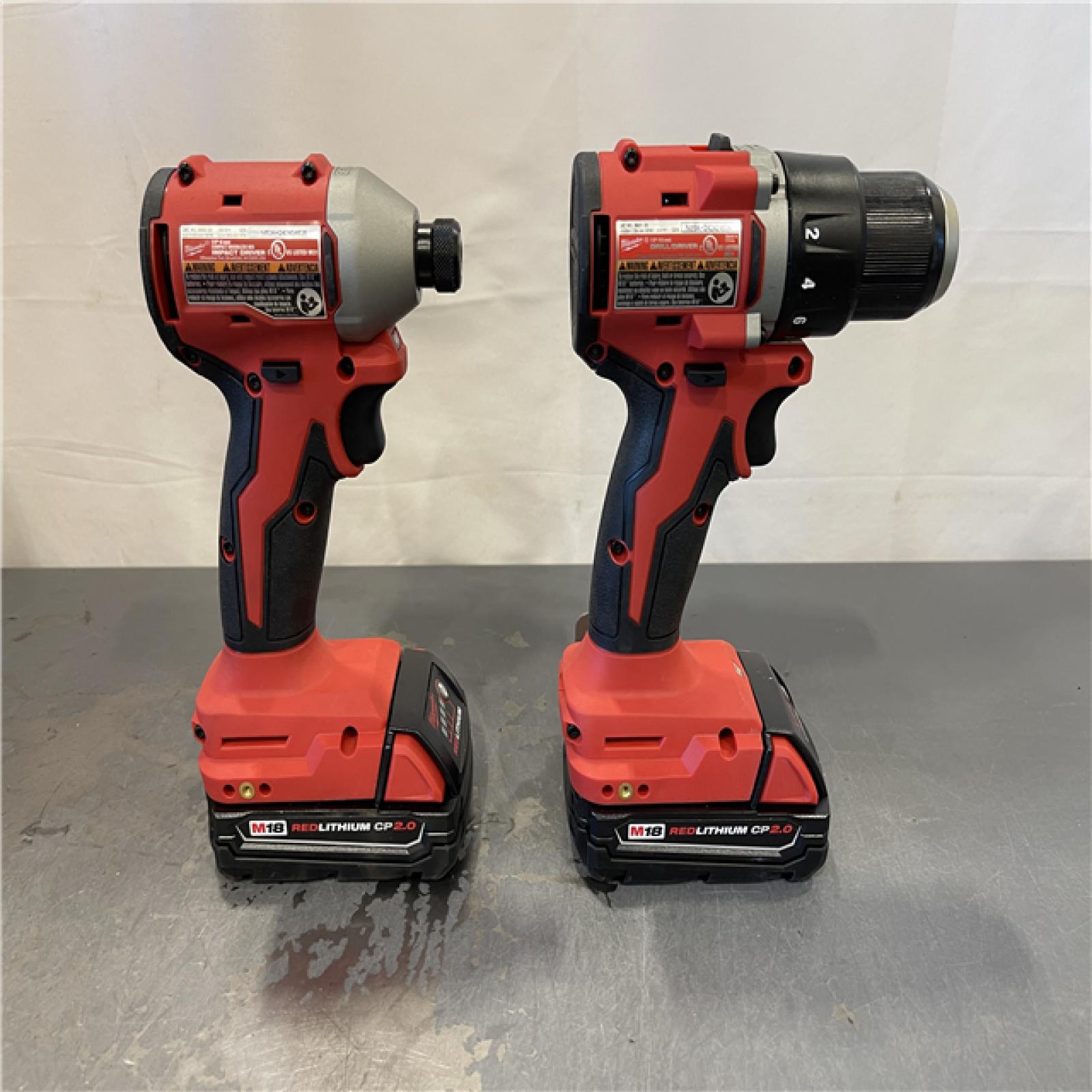 AS-IS - Milwaukee M18 18V Lithium-Ion Brushless Cordless Compact Drill/Impact Combo Kit