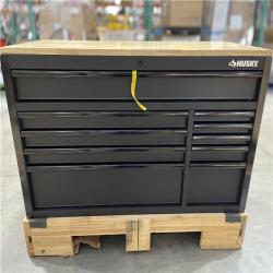 DALLAS LOCATION- AS-IS Husky 56 in. W x 27.6 in. D 10-Drawer Matte Black Heavy-Duty Mobile Workbench with Pegboard and Top Cabinets