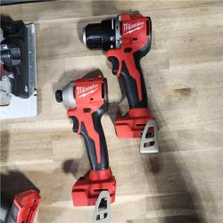 HOUSTON LOCATION - AS-IS (APPEARS LIKE NEW) Milwaukee M18 18-Volt Lithium-Ion Brushless Cordless Combo Kit (4-Tool) with 2-Batteries, 1-Charger and Tool Bag