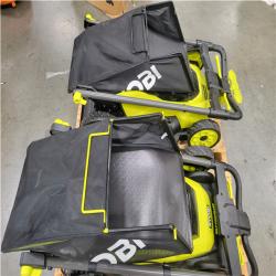 CALIFORNIA AS-IS (X2) RYOBI PUSH LAWN MOWERS W/ BATTERIES & CHARGER