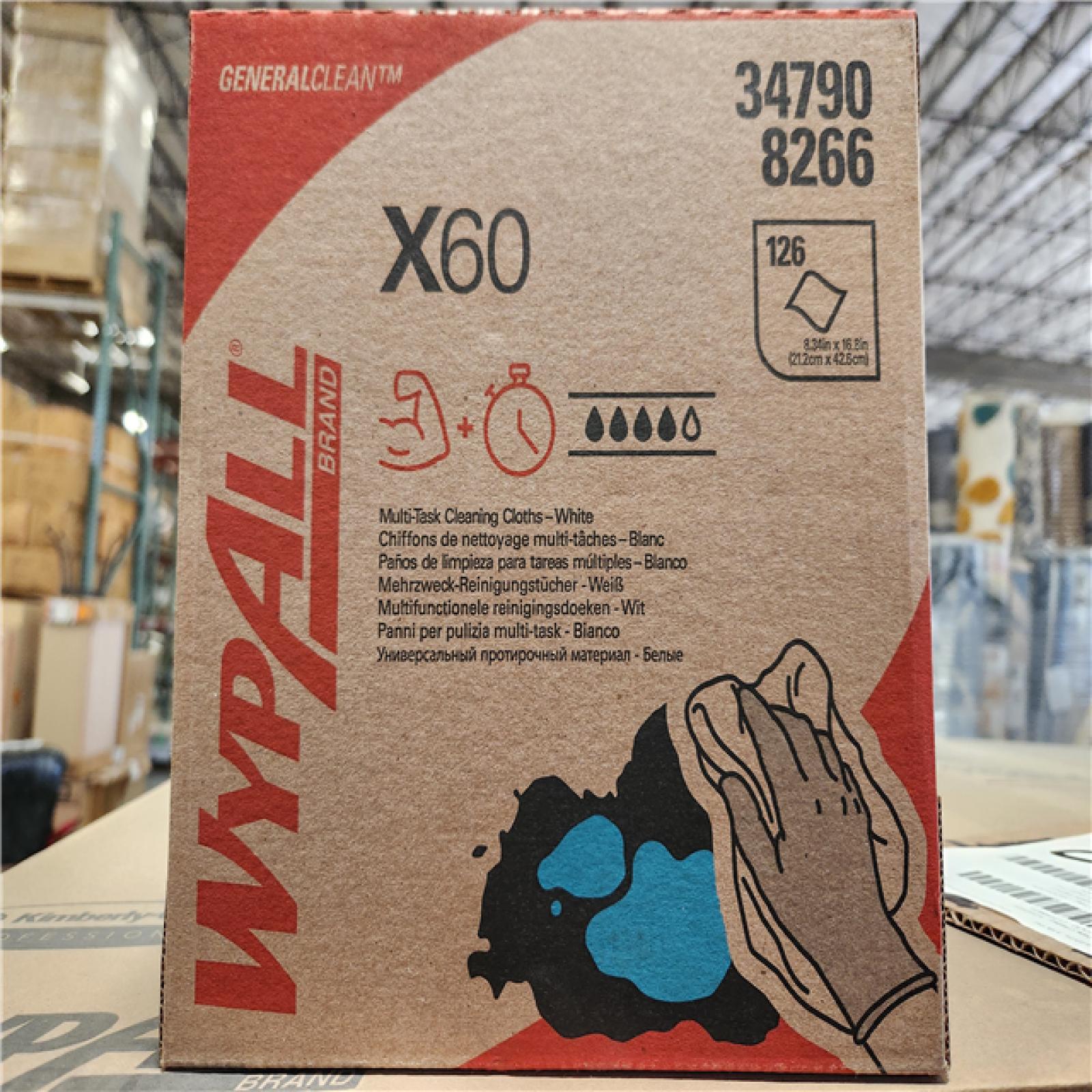 PHoenix Location NEW Wypall GeneralClean X60 Cloths Multi-Task Cleaning Wipes (34790), Strong and Absorbent Towels, White 126 Sheets Per Box Pallet (28-Boxes)